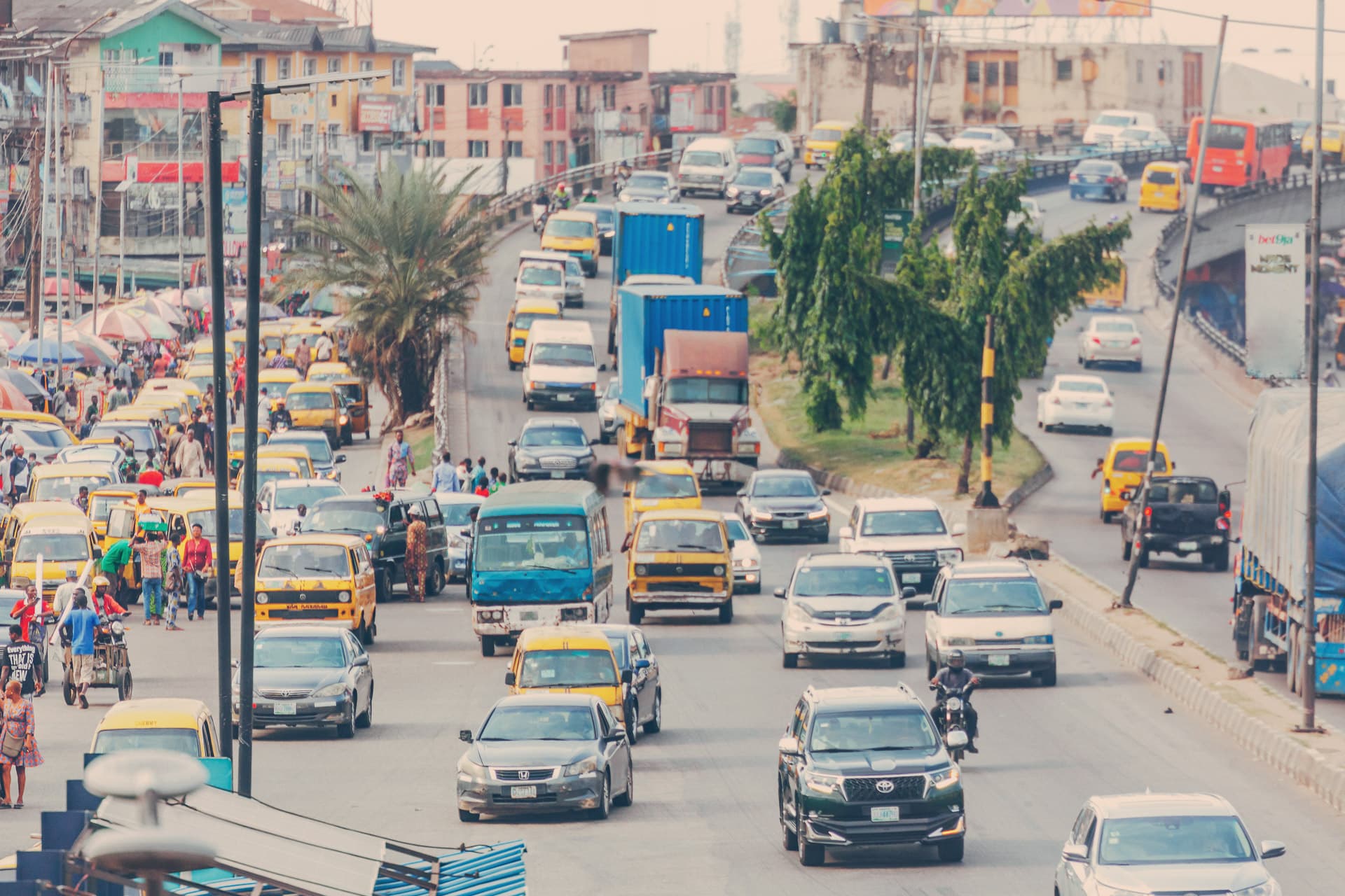 Busy road in the city of Lagos