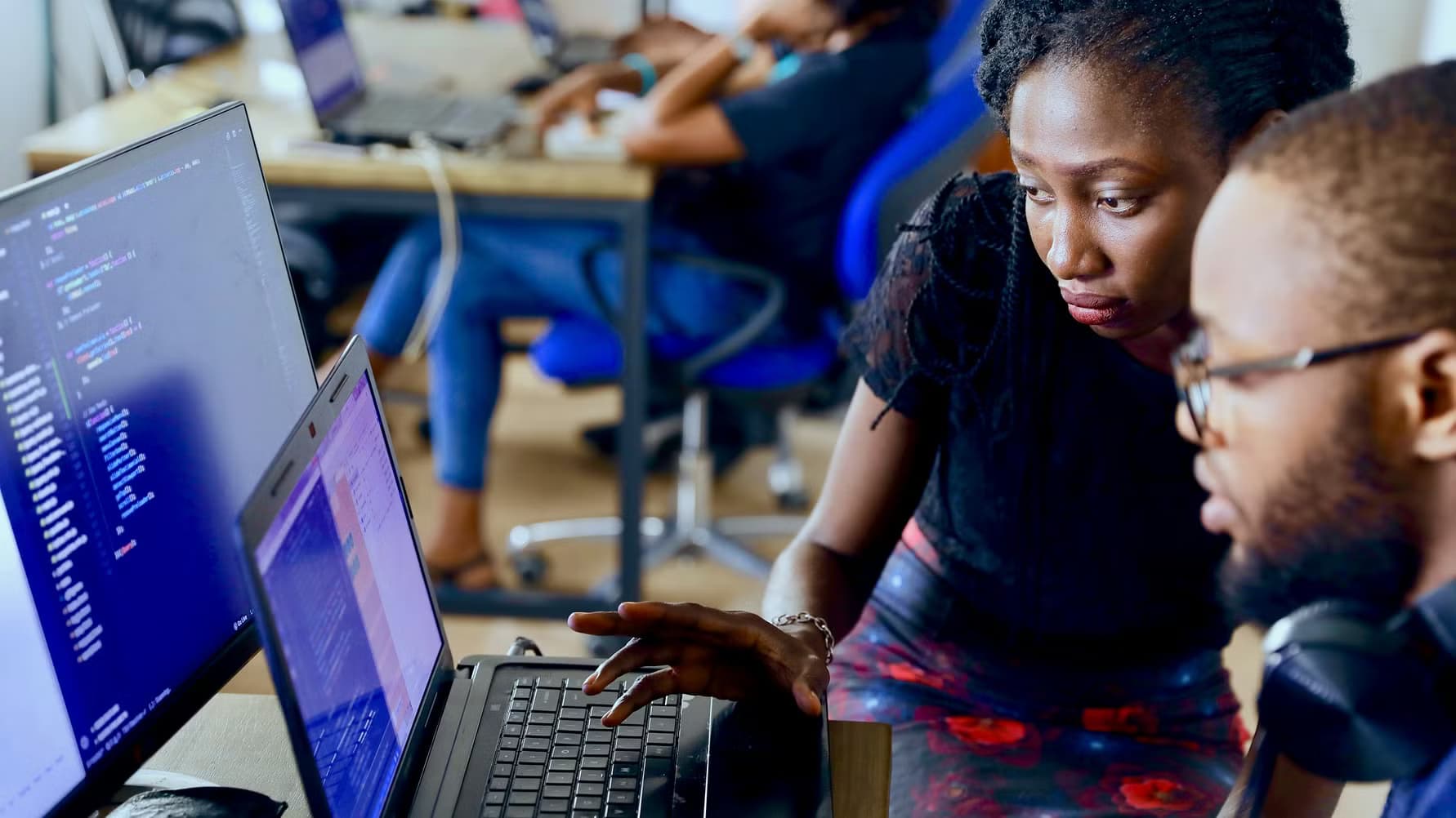 Workers in tech company