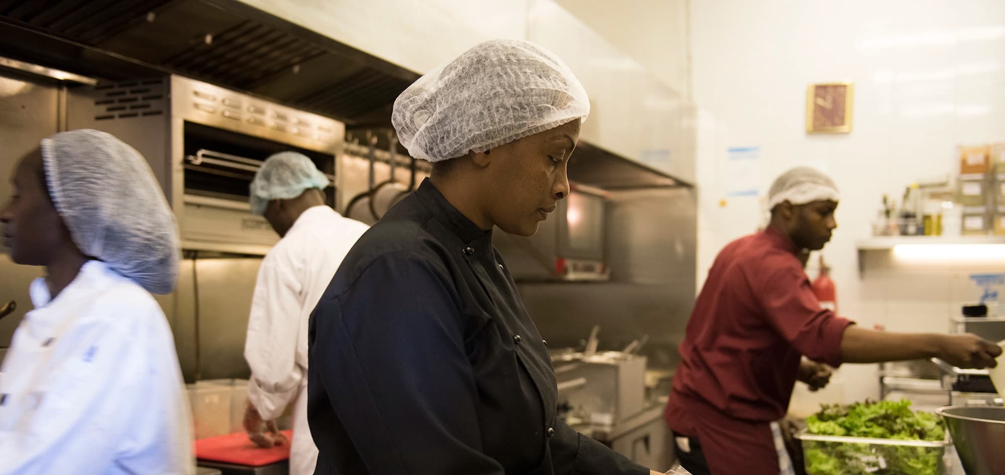 Female chef working in a kitchen
