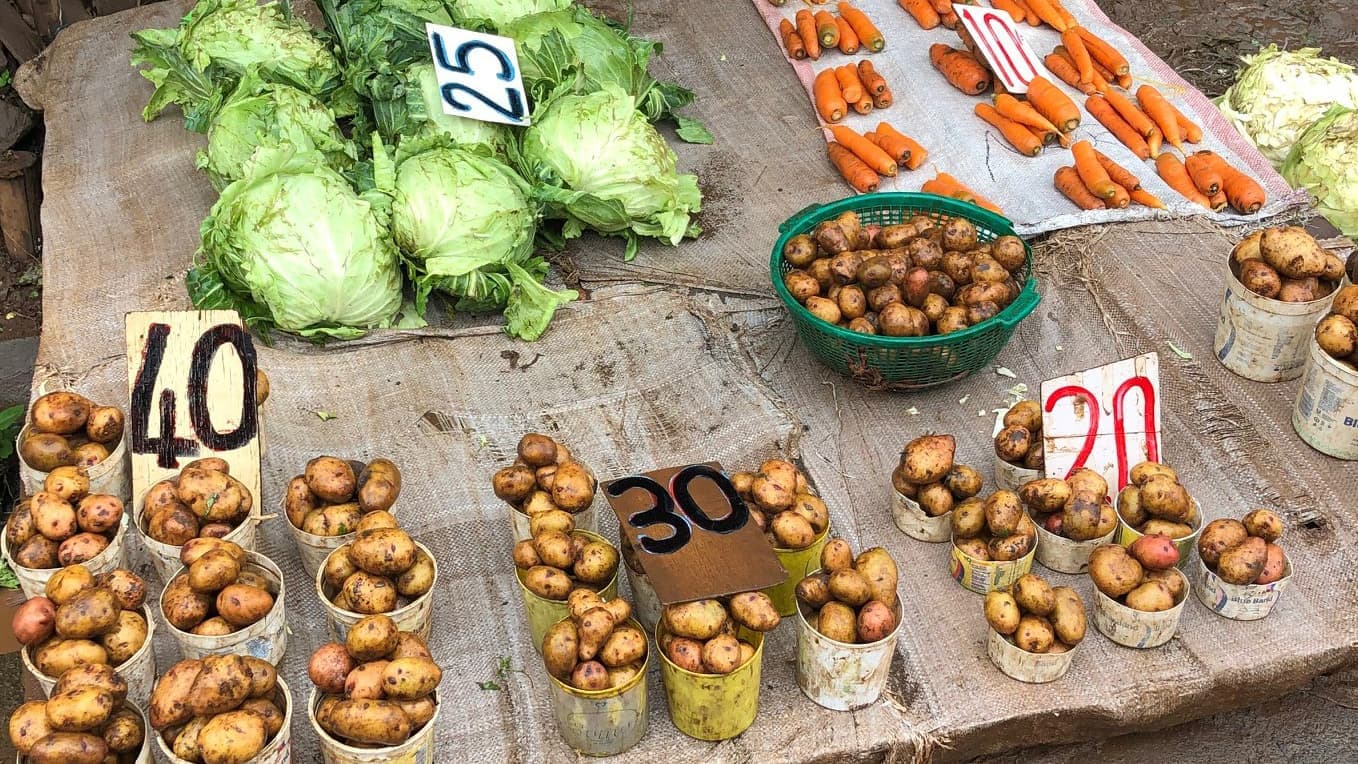 Vegetables for sale at a stand